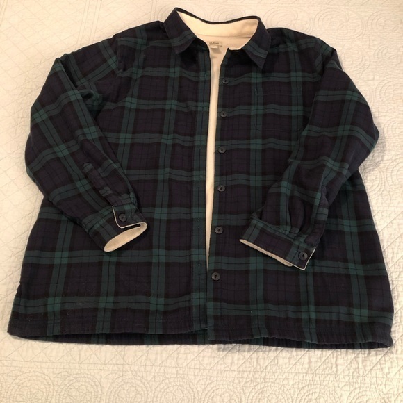 LL Bean Scotch plaid fleece lined flannel Shacket. Size XL. - Picture 1 of 8